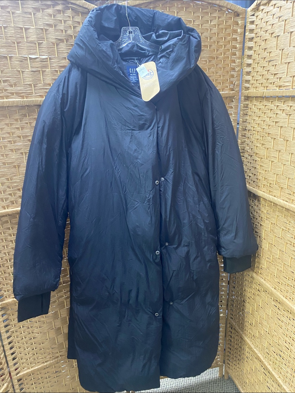 GAP Black Hooded Long Puffer Coat